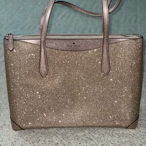 Kate Spade Rose Gold Shimmering Tote Bag with Textured Finish